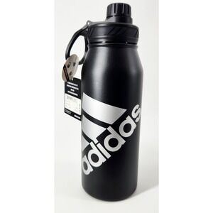 Adidas Stainless Steel 1L Metal Water‎ Bottle Black Silver New Tagged